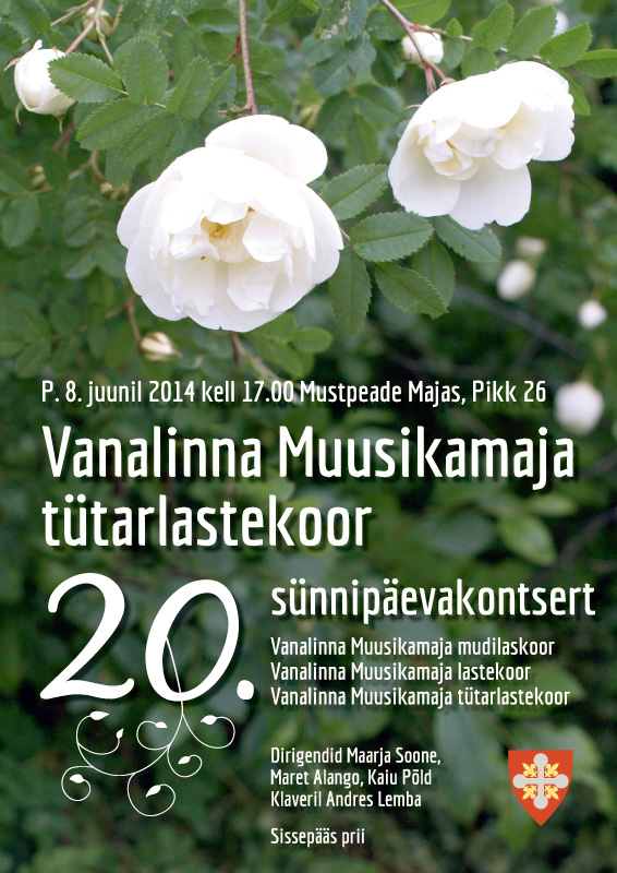Vanalinna Muusikamaja tütarlastekoor tähistab oma 20. sünnipäeva kontserdiga 8.juunil kell 17.00 Tallinnas Mustpeade majas, Pikk tn 26.